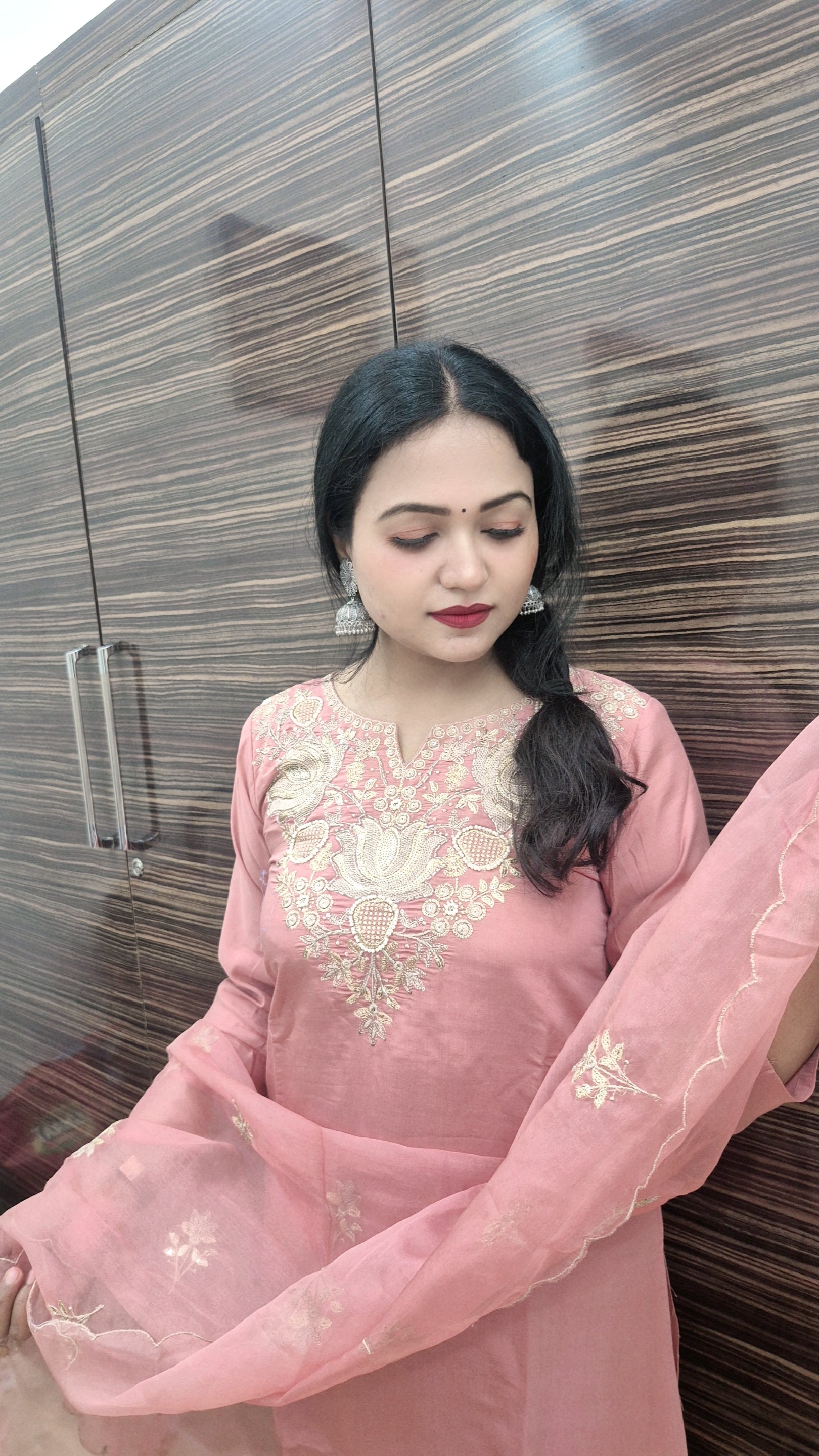 Pakistani Style Kurti With Salwar And Dupatta