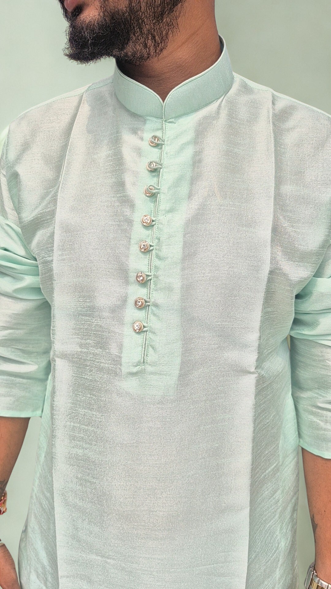 Men's Woven Design Silk Straight Kurta With Trouser Set