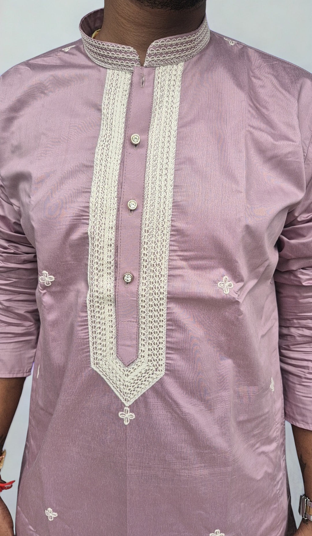 Men's Embroidered Silk Kurta with Trouser