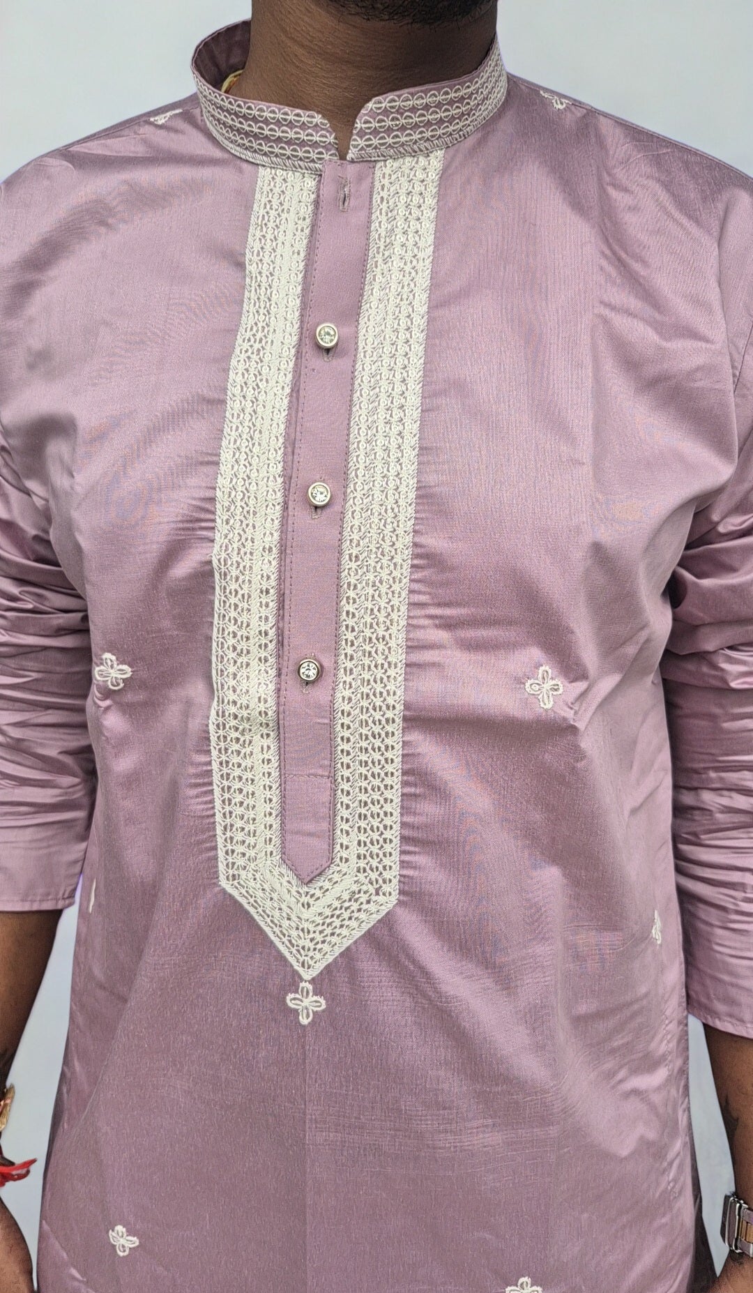 Men's Embroidered Silk Kurta with Trouser