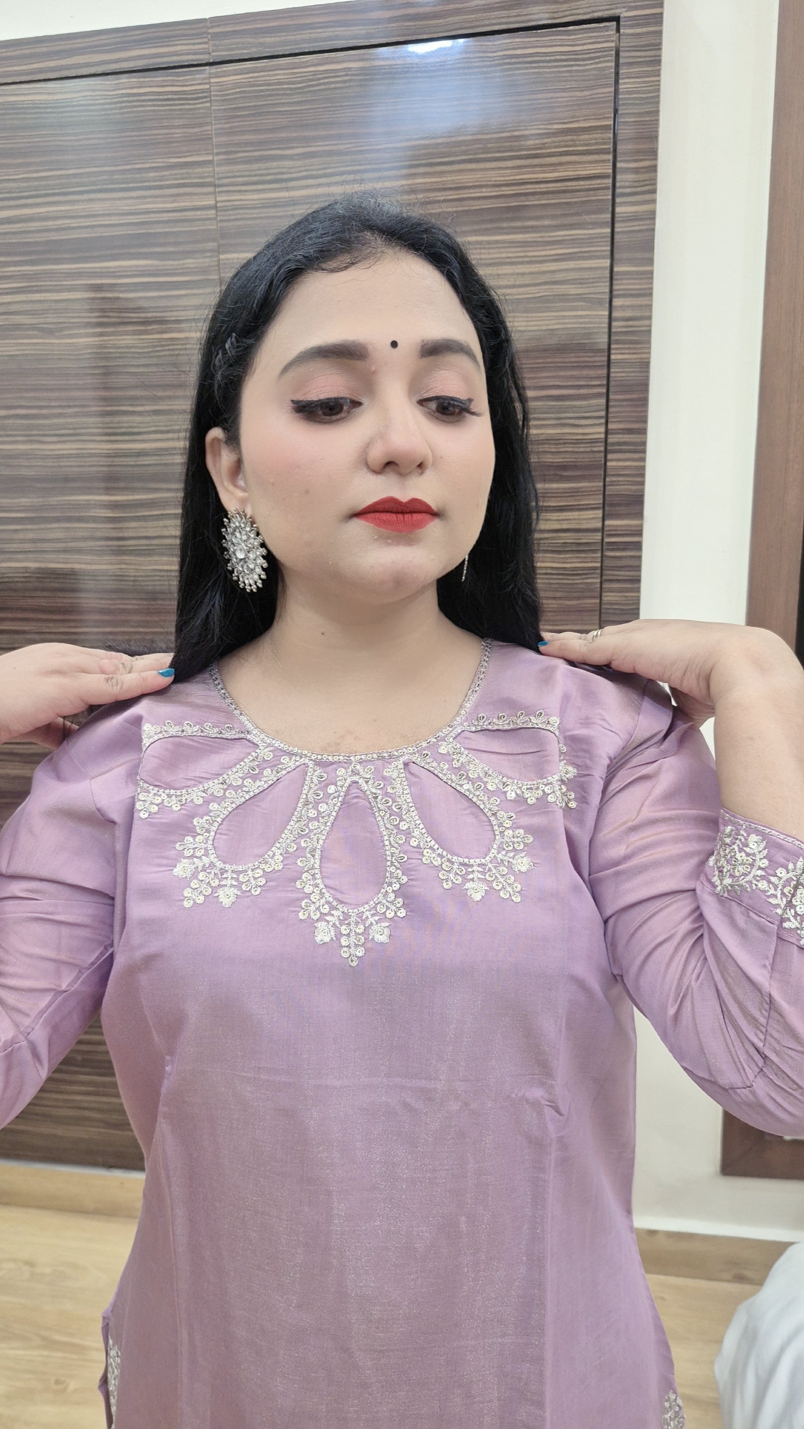 Women Floral Yoke Design Regular Sequinned Kurta with Trousers Dupatta