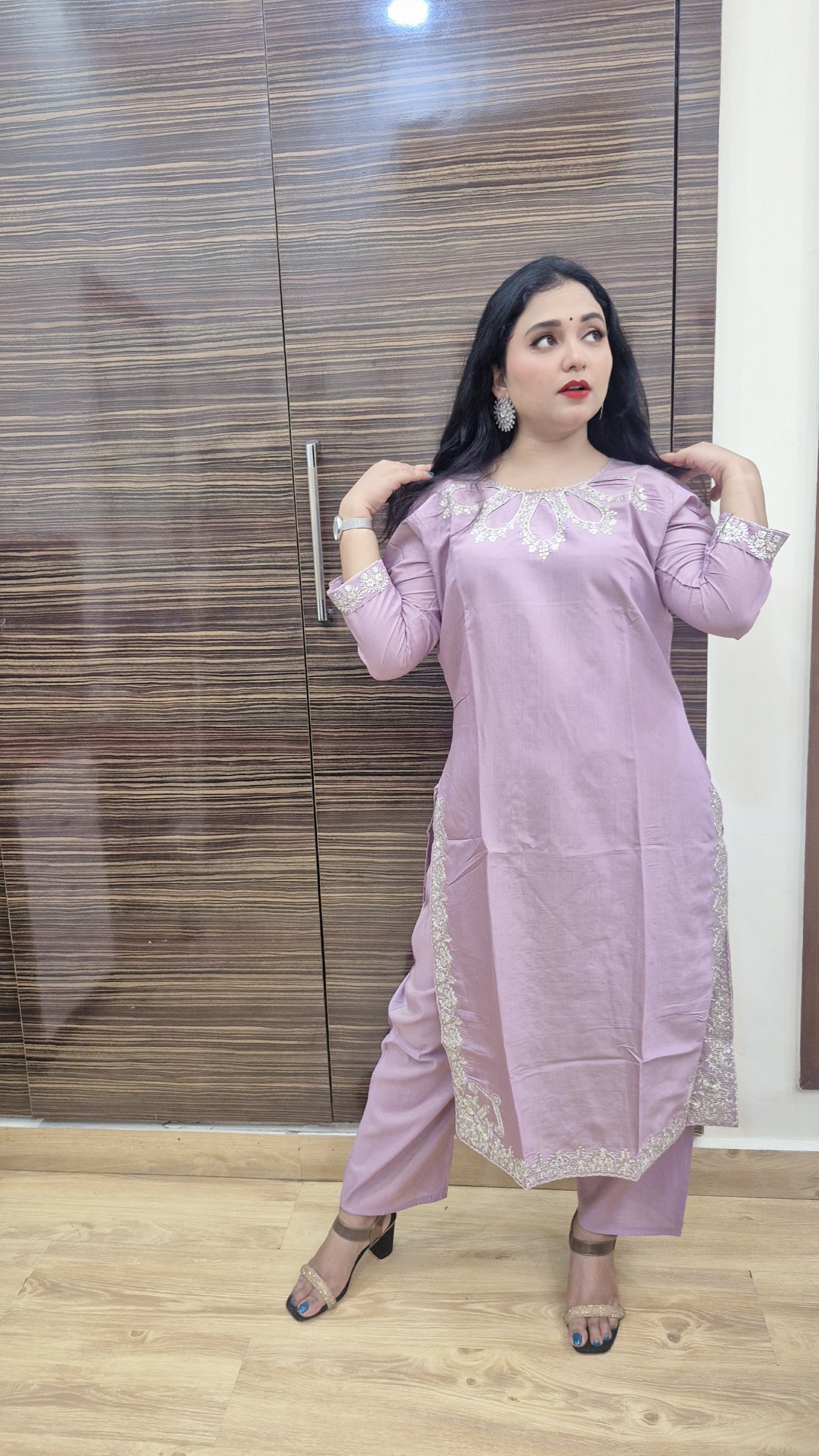 Women Floral Yoke Design Regular Sequinned Kurta with Trousers Dupatta
