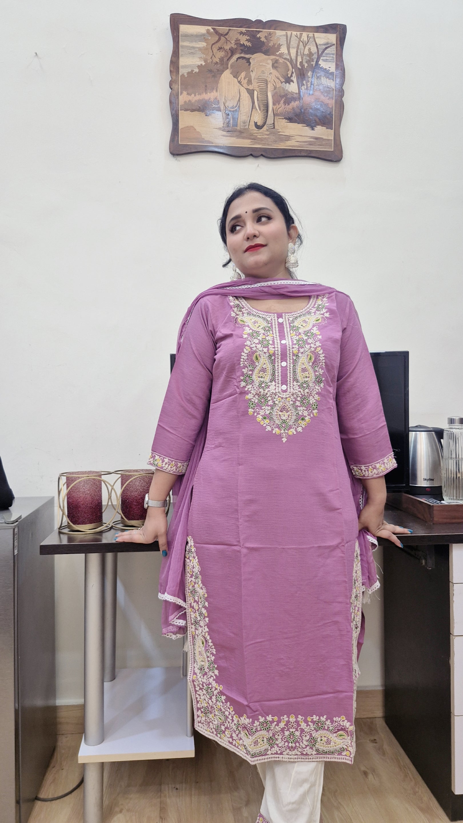 Women Floral Embroidered Regular Kurta with Trouser & With Dupatta