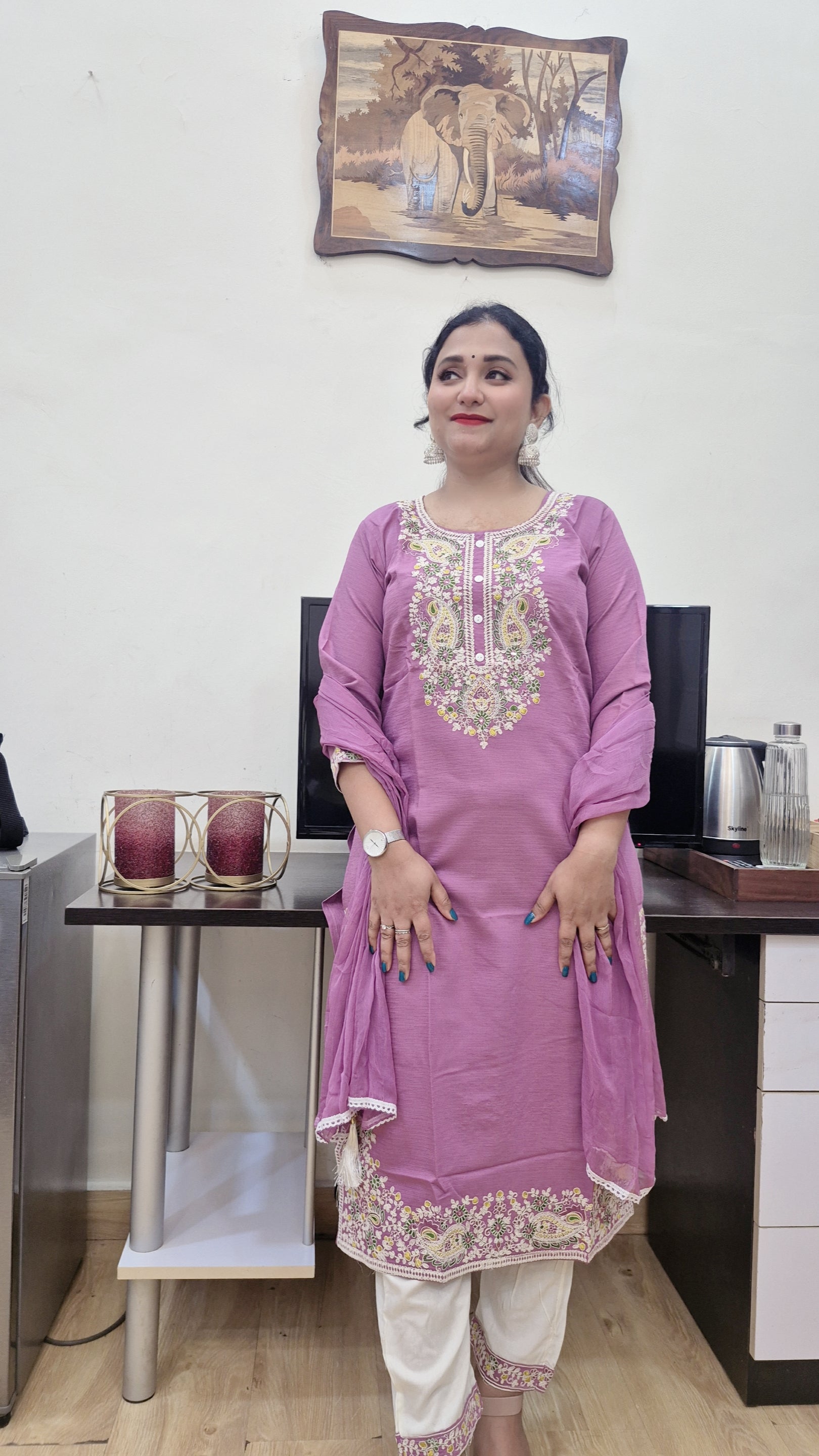 Women Floral Embroidered Regular Kurta with Trouser & With Dupatta