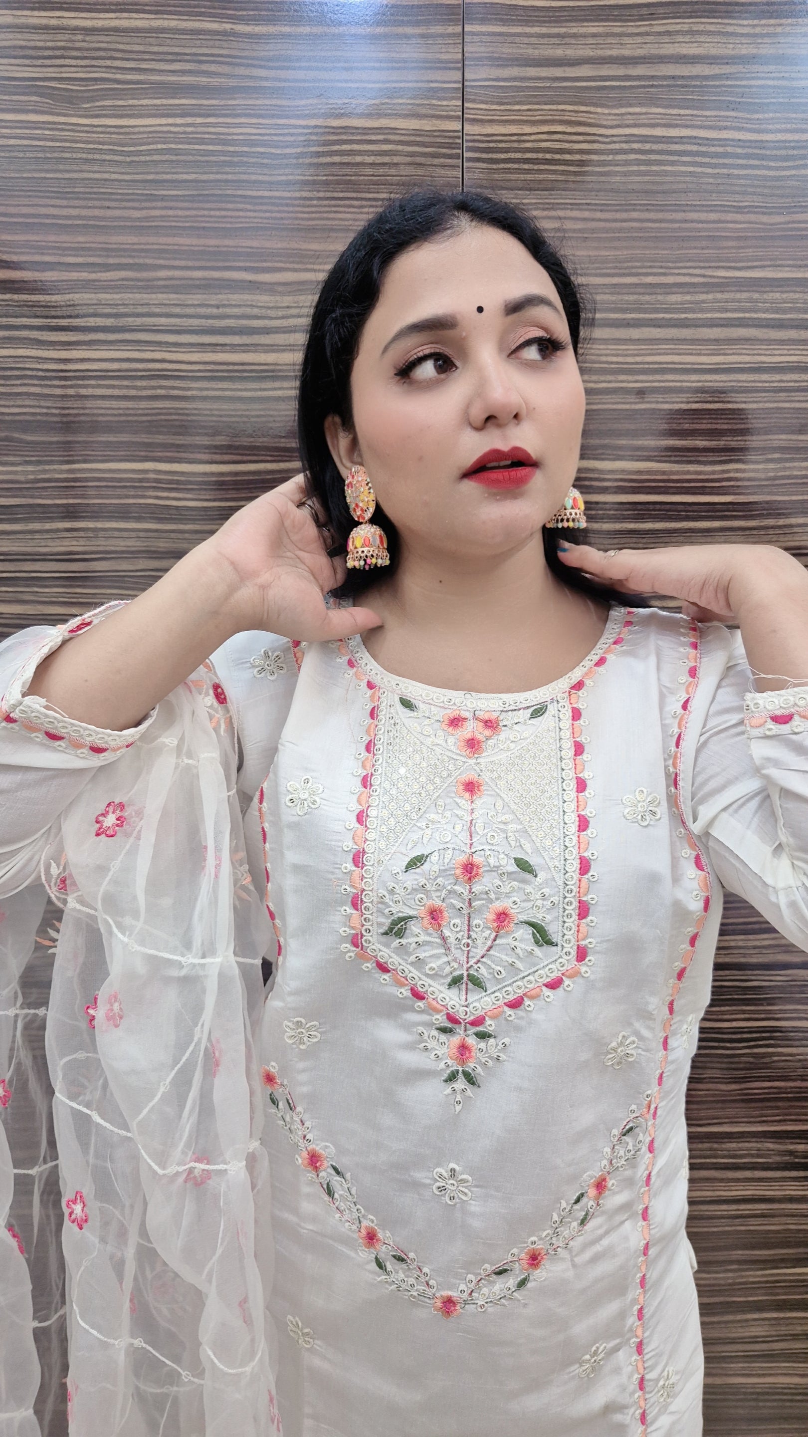 Women Floral Embroidered Regular Kurta with Trouser & With Dupatta