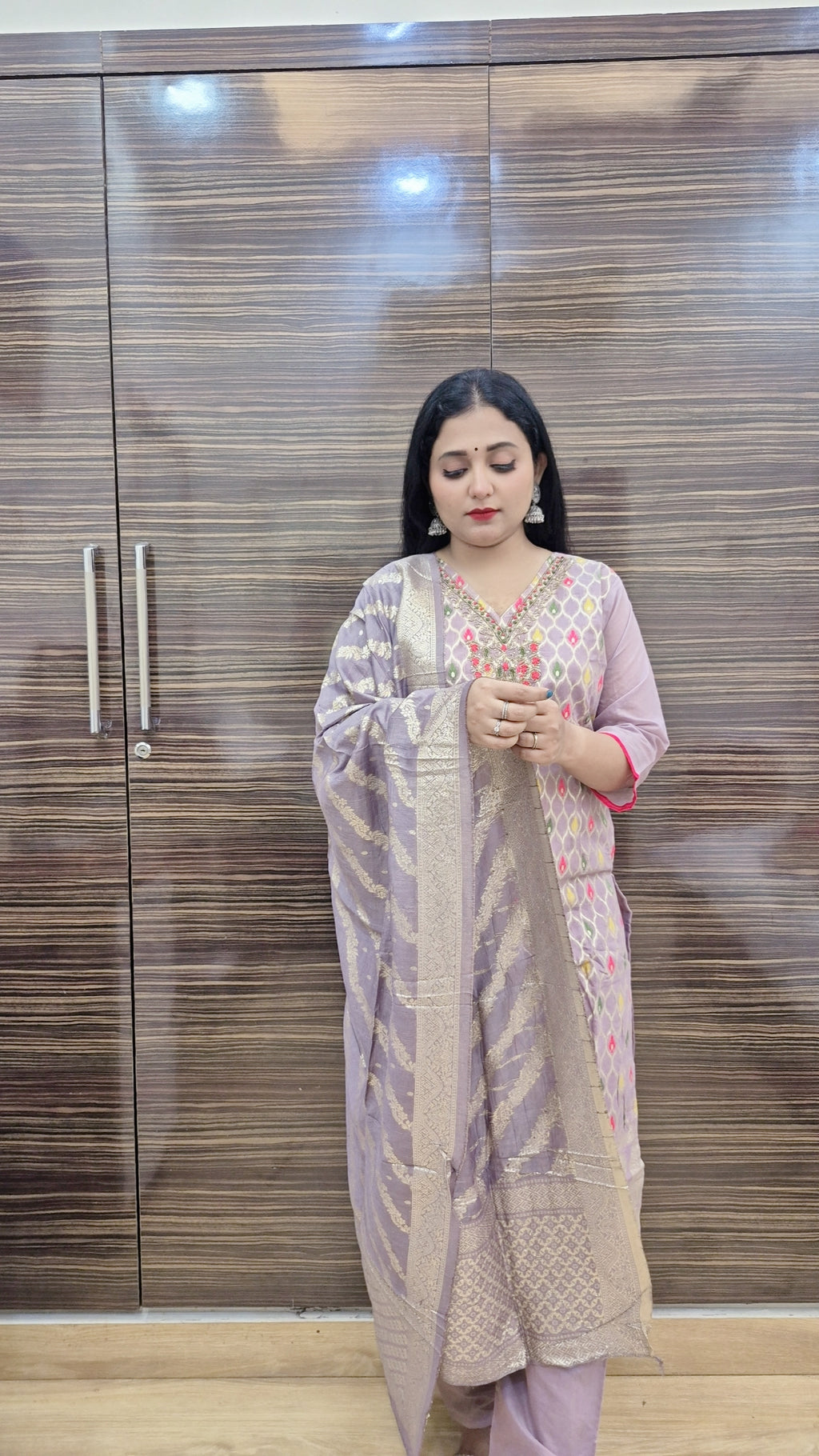 Ethnic Motifs Regular Kurta with Trousers & Dupatta