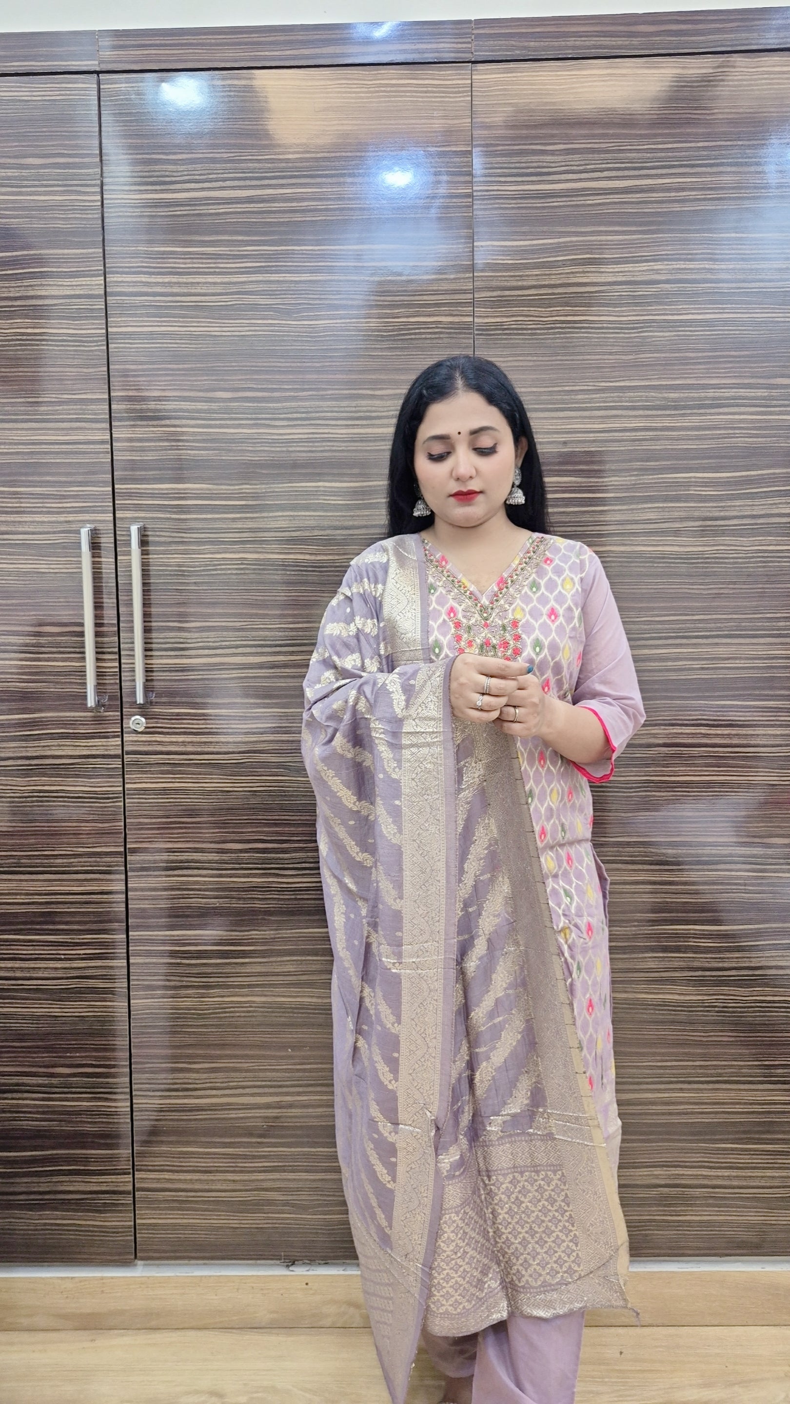 Ethnic Motifs Regular Kurta with Trousers & Dupatta