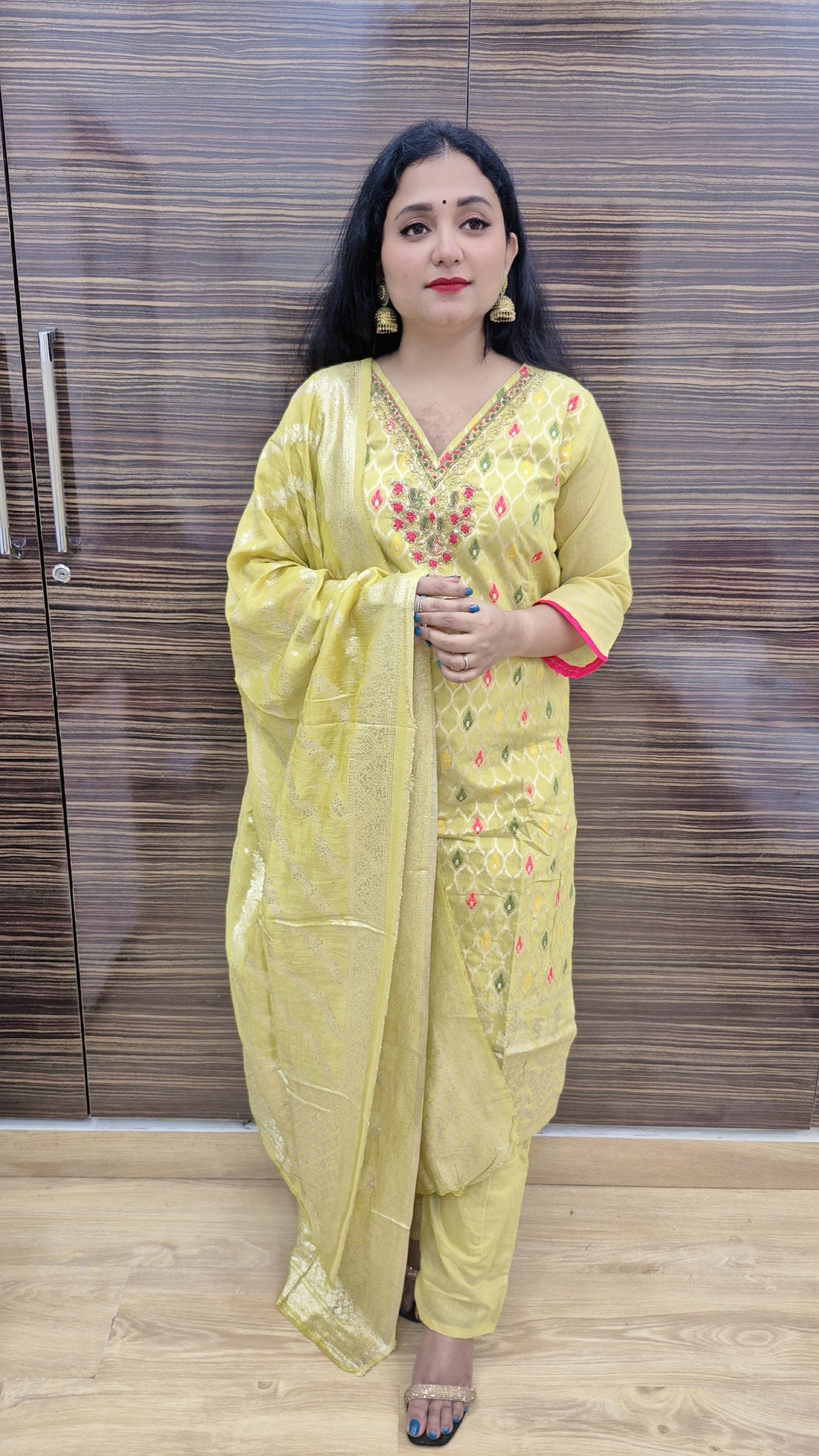 Ethnic Motifs Regular Kurta with Trousers & Dupatta
