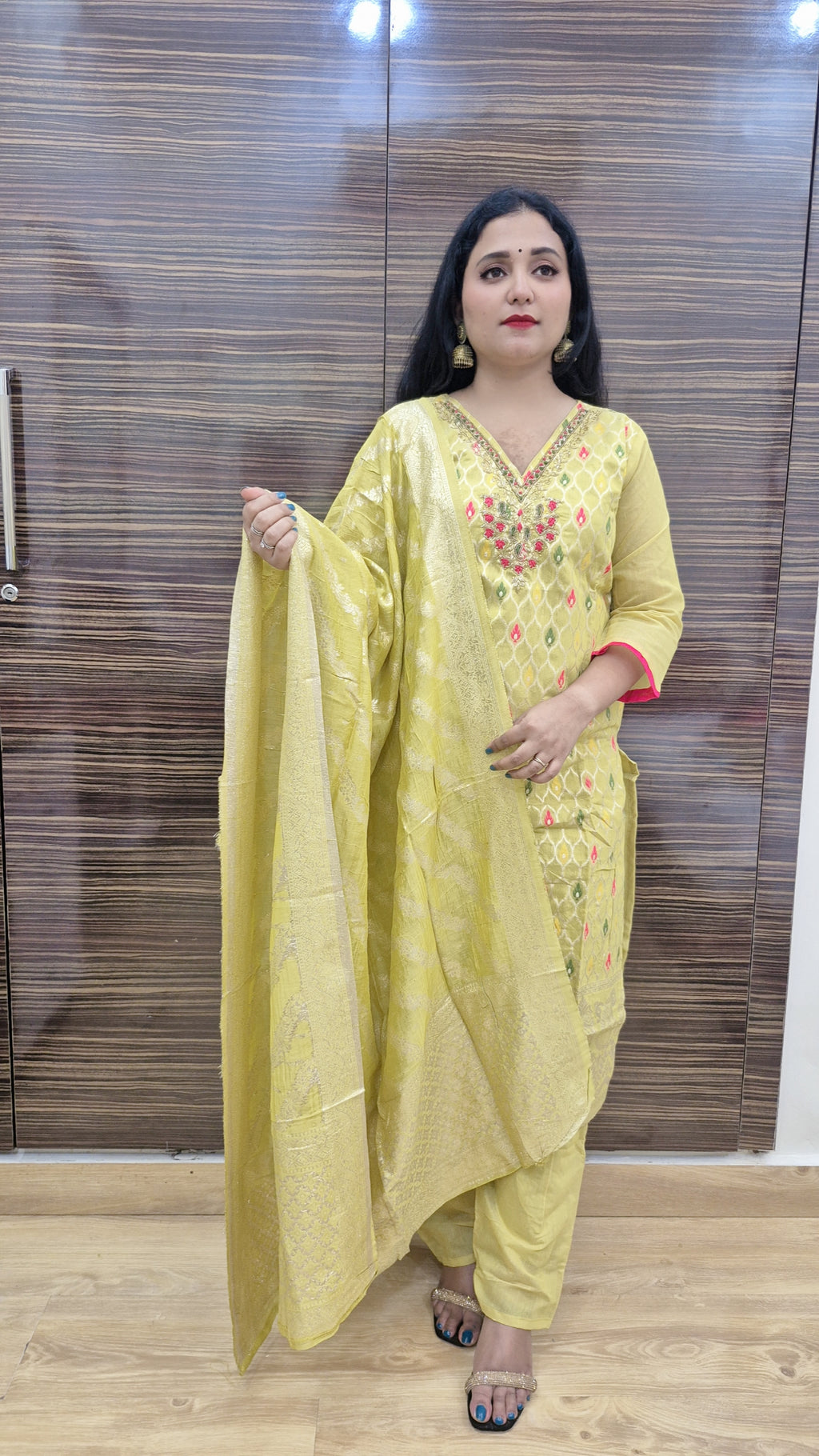 Ethnic Motifs Regular Kurta with Trousers & Dupatta