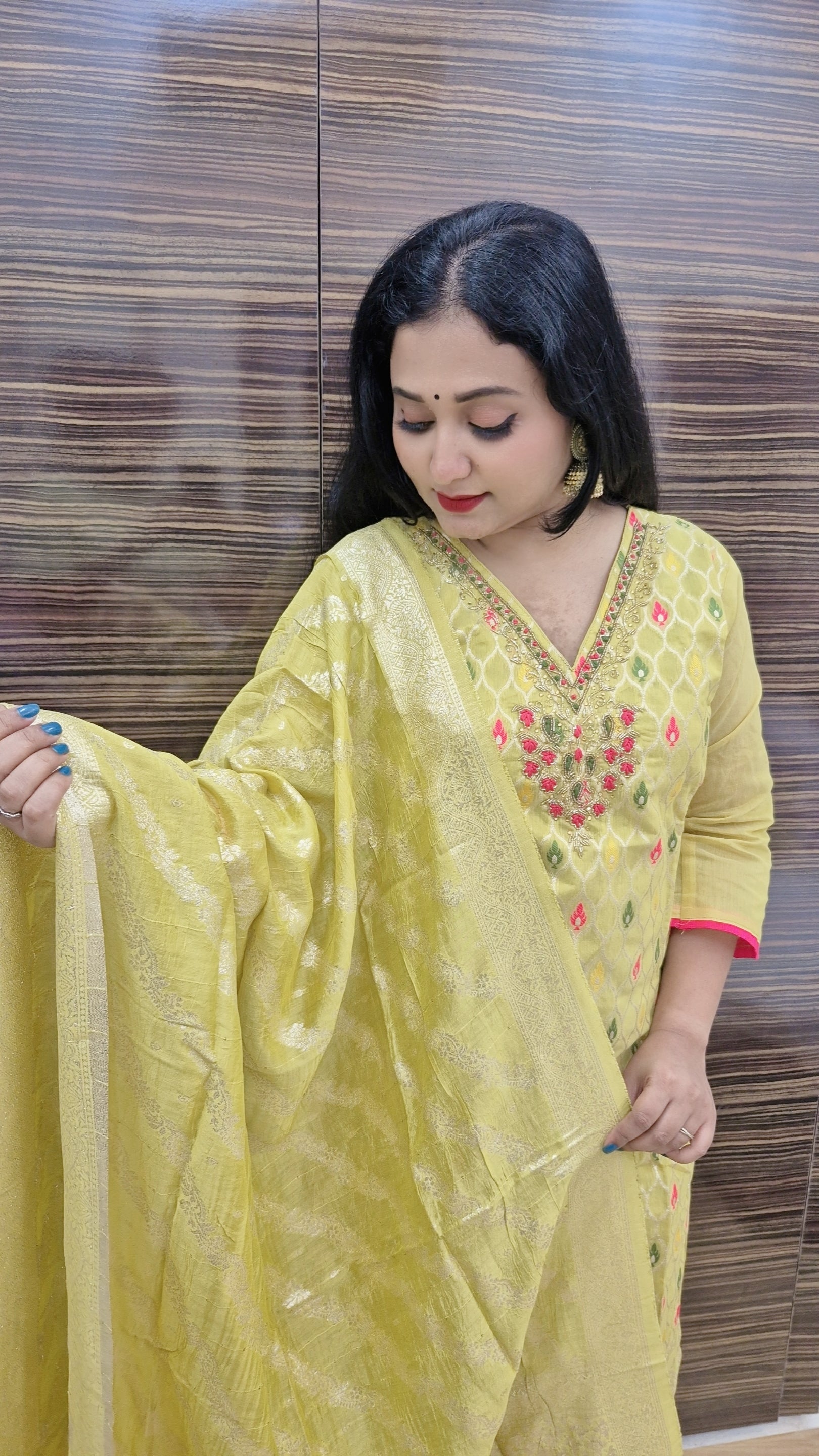 Ethnic Motifs Regular Kurta with Trousers & Dupatta