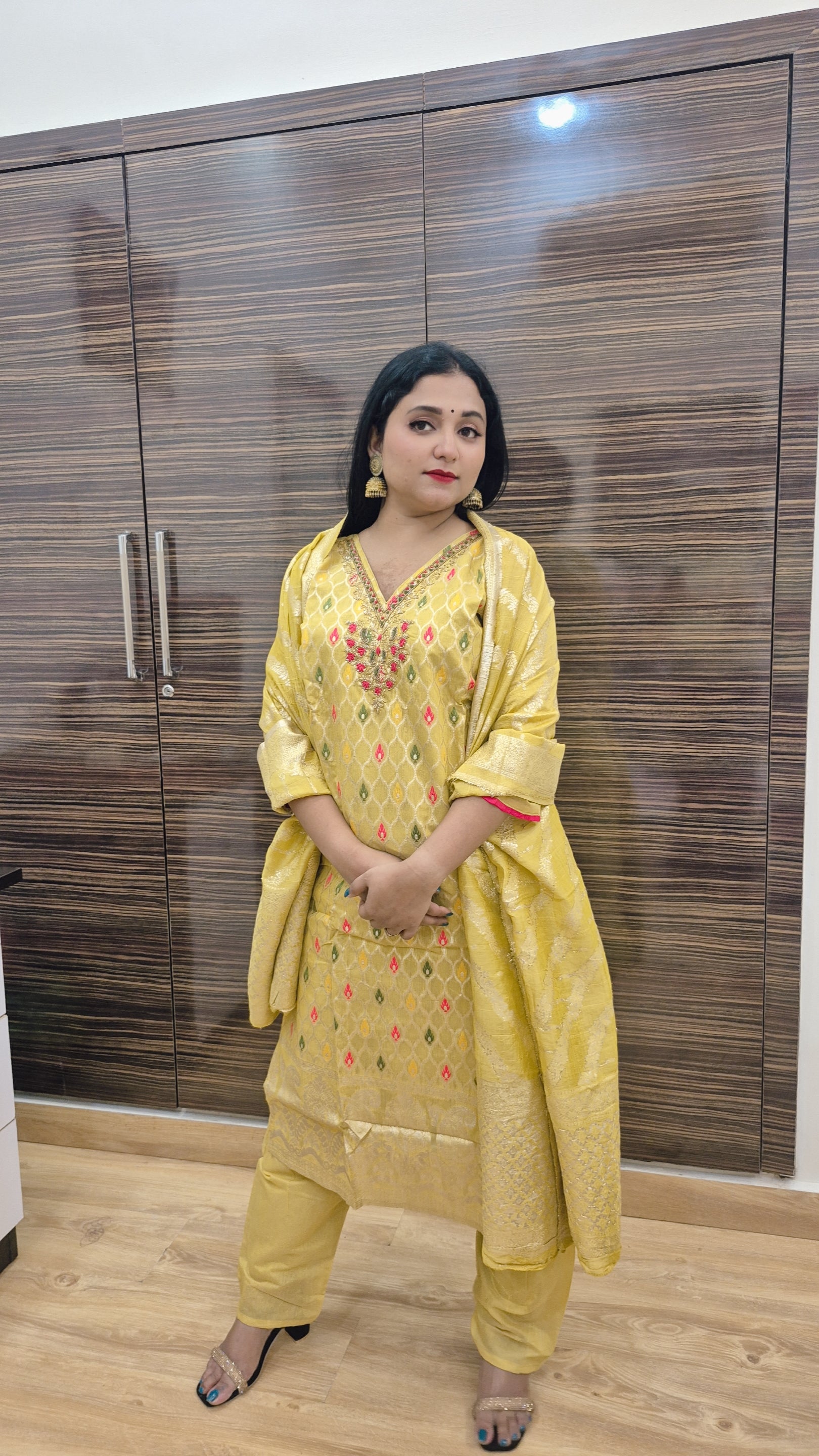 Ethnic Motifs Regular Kurta with Trousers & Dupatta