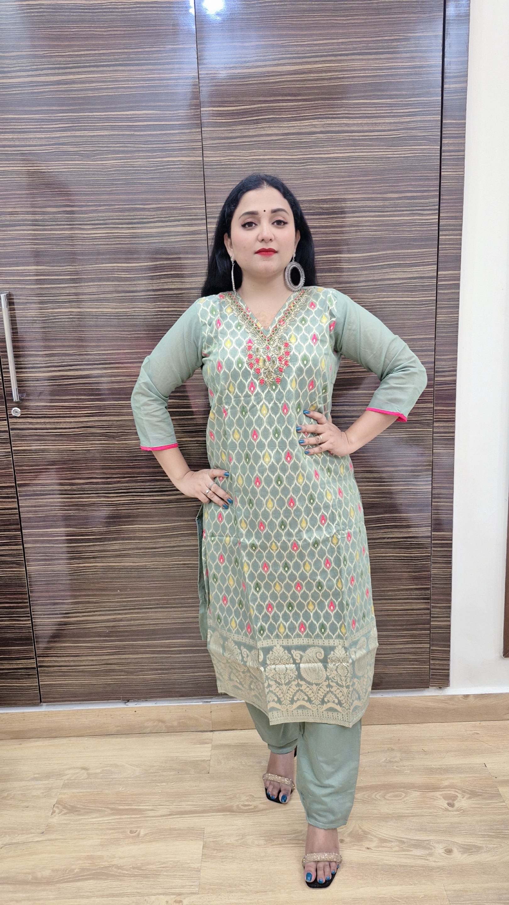 Ethnic Motifs Regular Kurta with Trousers & Dupatta