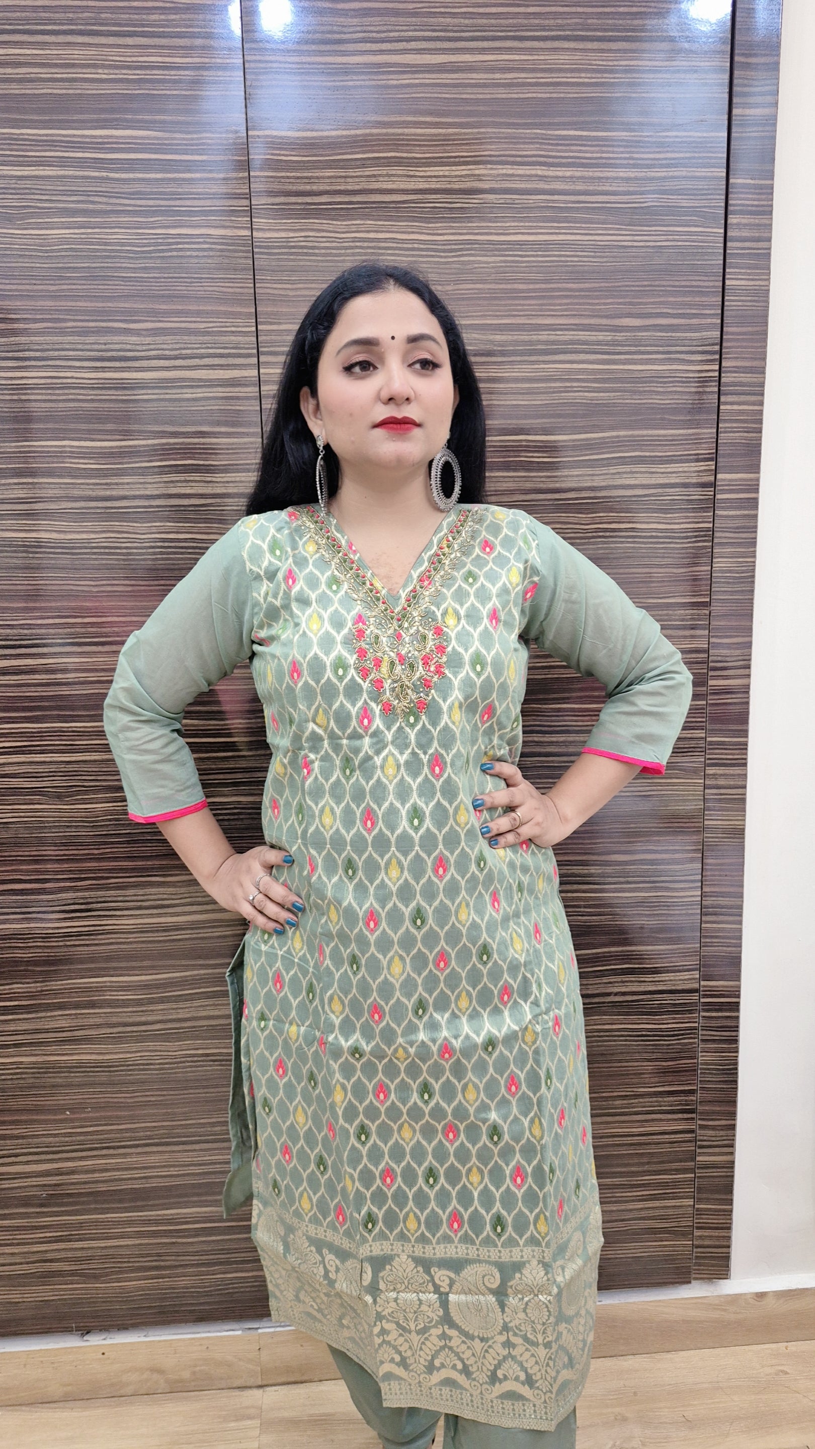 Ethnic Motifs Regular Kurta with Trousers & Dupatta