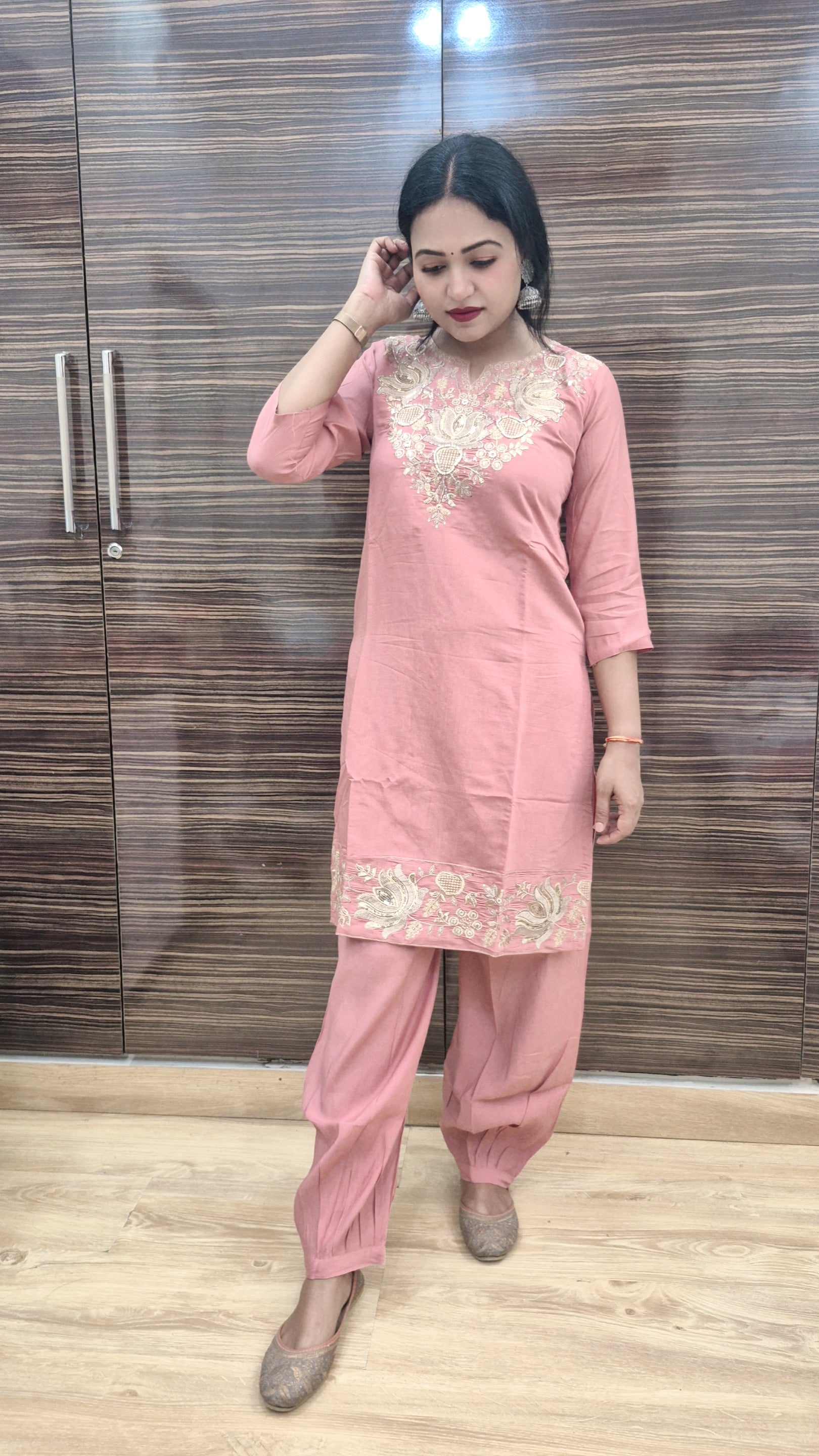 Pakistani Style Kurti With Salwar And Dupatta