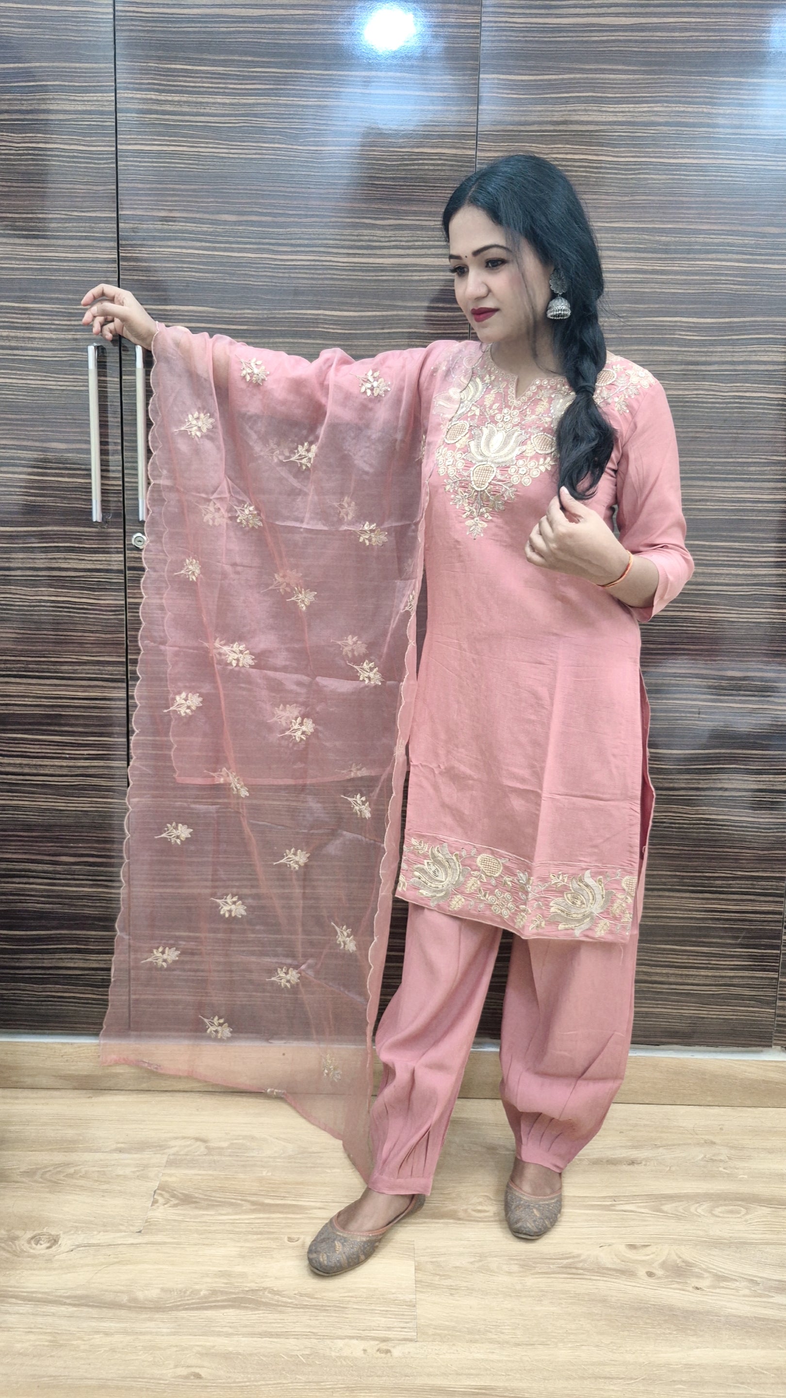 Pakistani Style Kurti With Salwar And Dupatta
