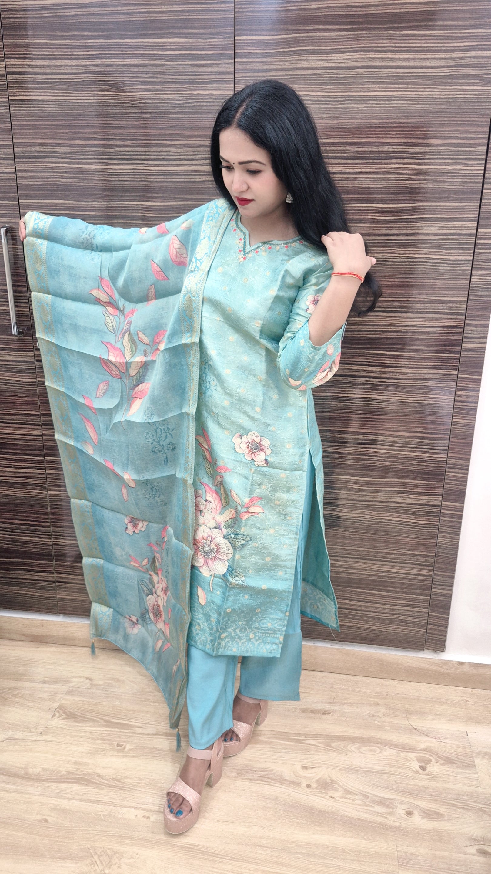 Ethnic Motifs Regular Kurta with Trousers & Dupatta