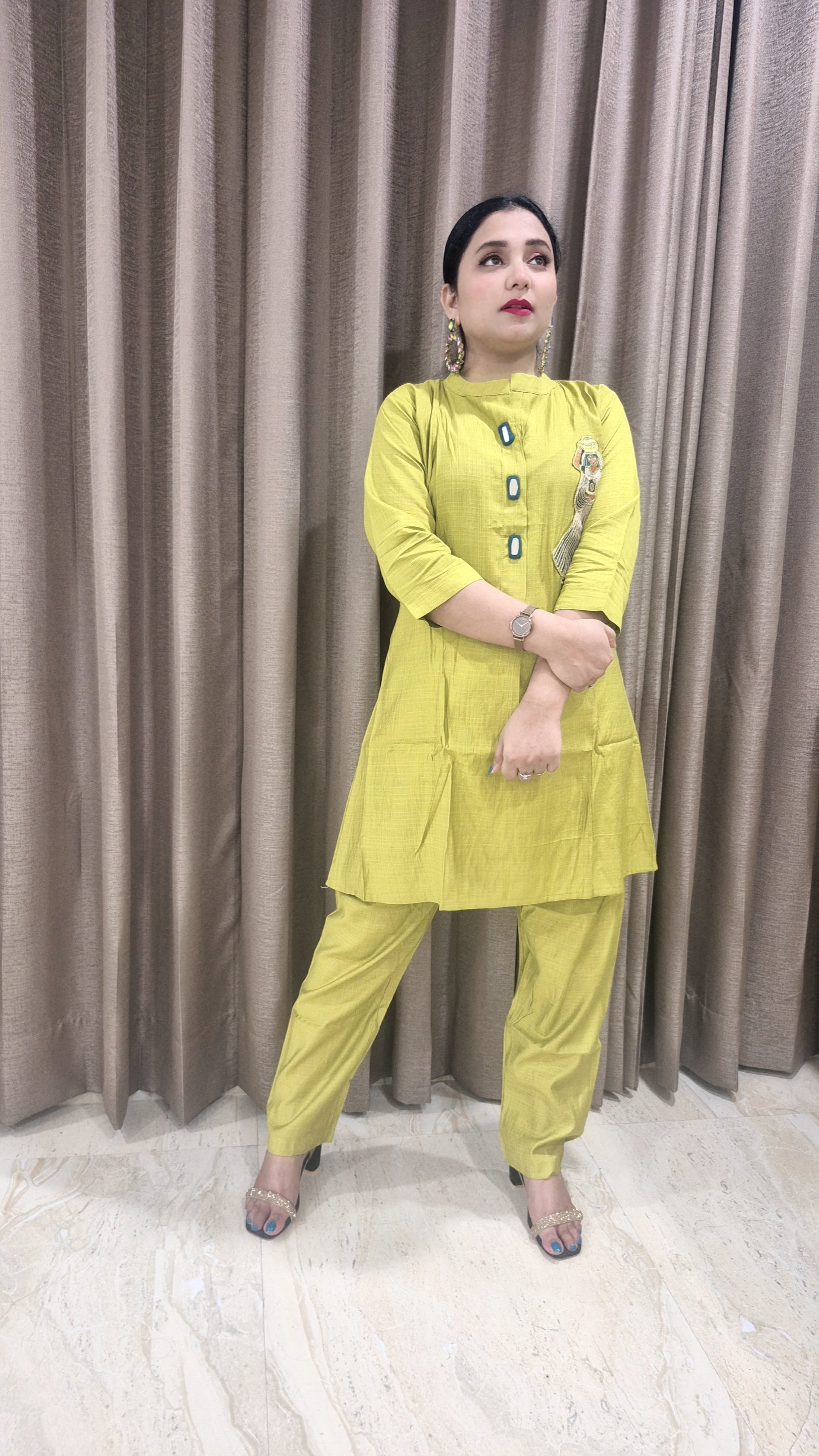 Women Floral Yoke Design Regular Top with Trousers (Co-Ord Set)