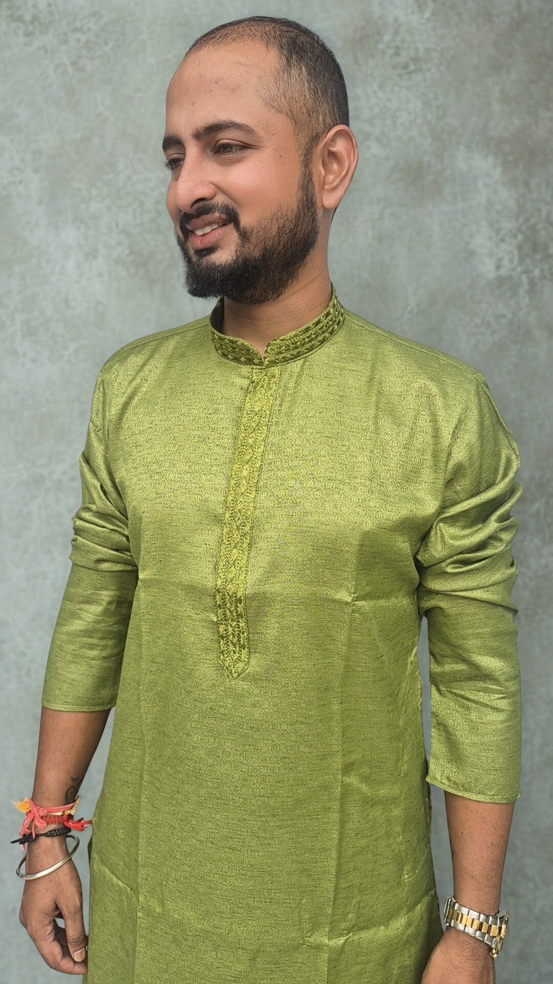 Men's Woven Design Straight Kurta With Pajama Set