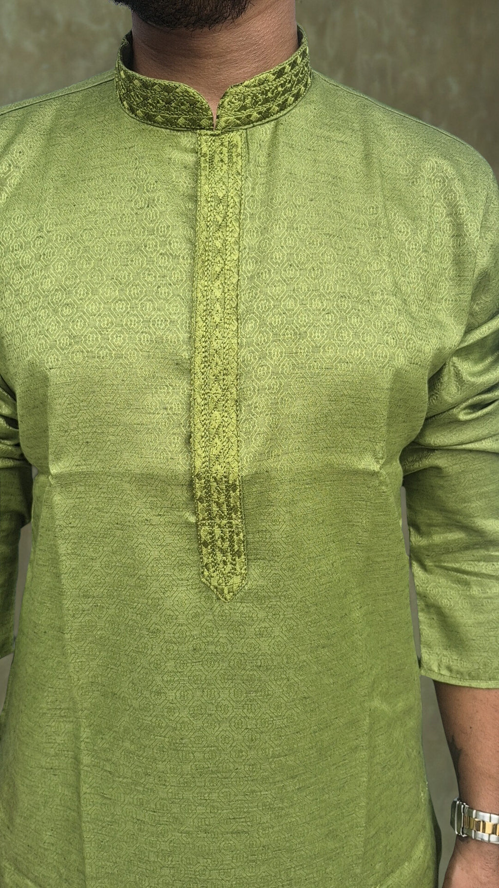 Men's Woven Design Straight Kurta With Pajama Set