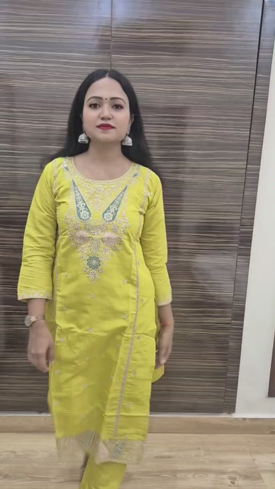 Women Floral Yoke Design Regular Sequinned Kurta with Trousers Dupatta