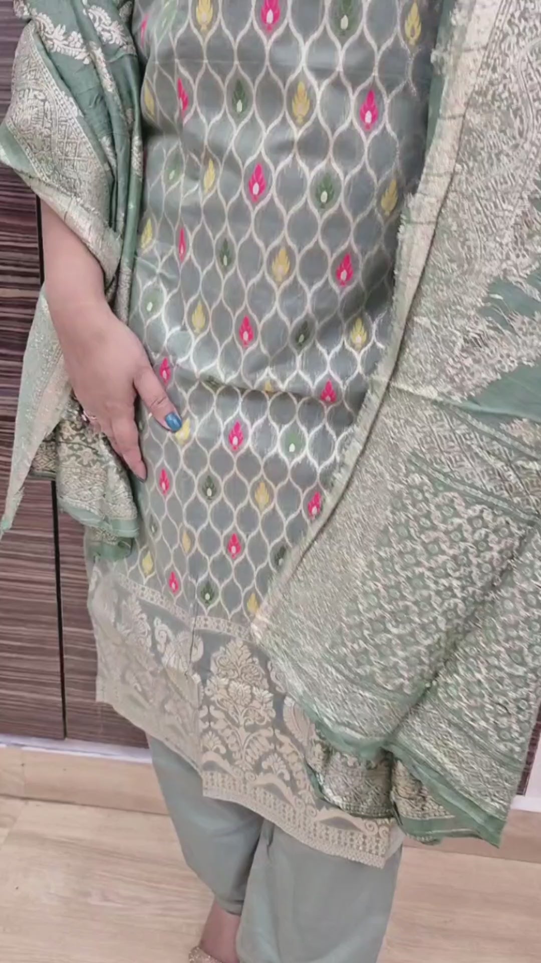 Ethnic Motifs Regular Kurta with Trousers & Dupatta