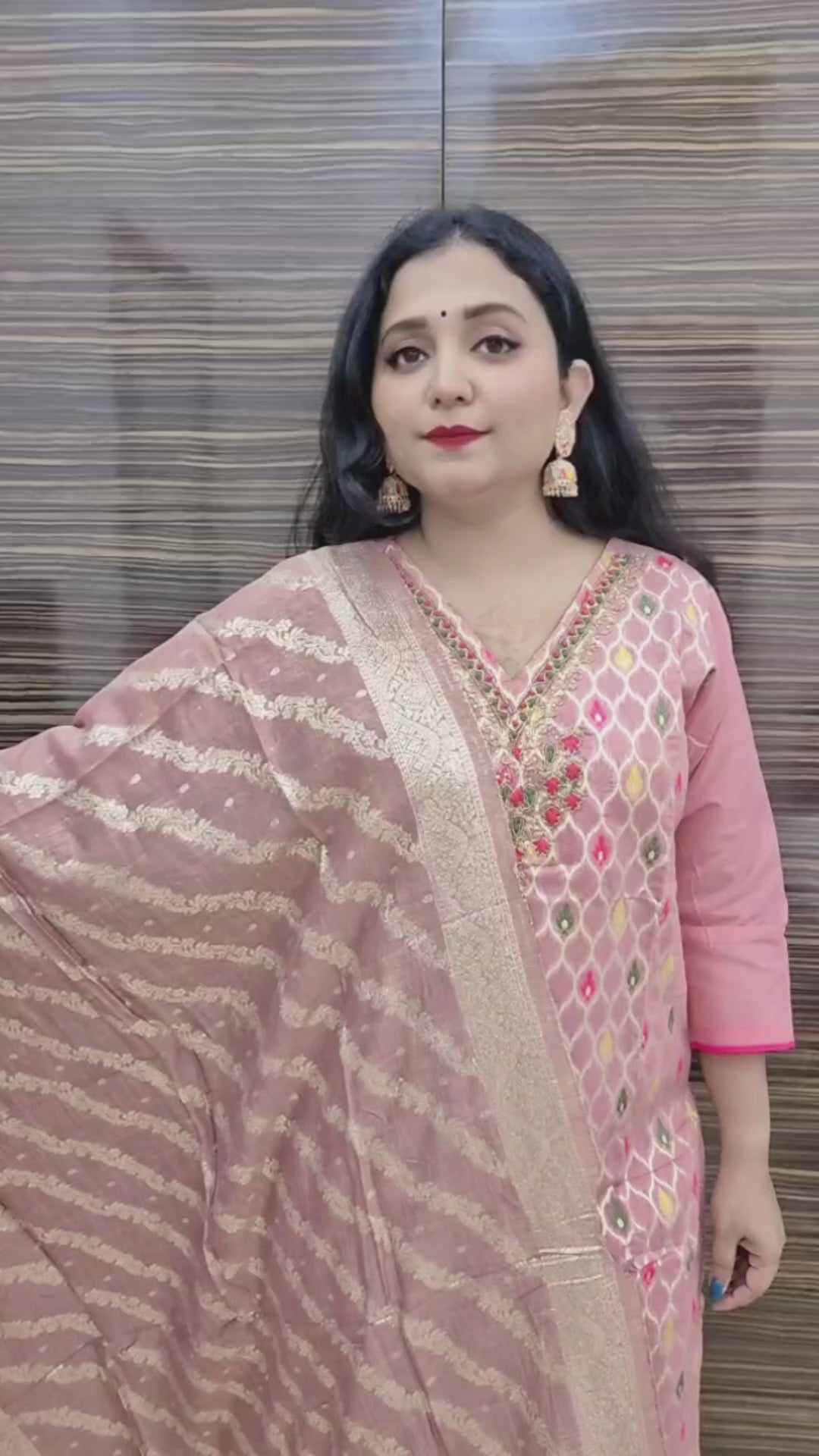 Ethnic Motifs Regular Kurta with Trousers & Dupatta