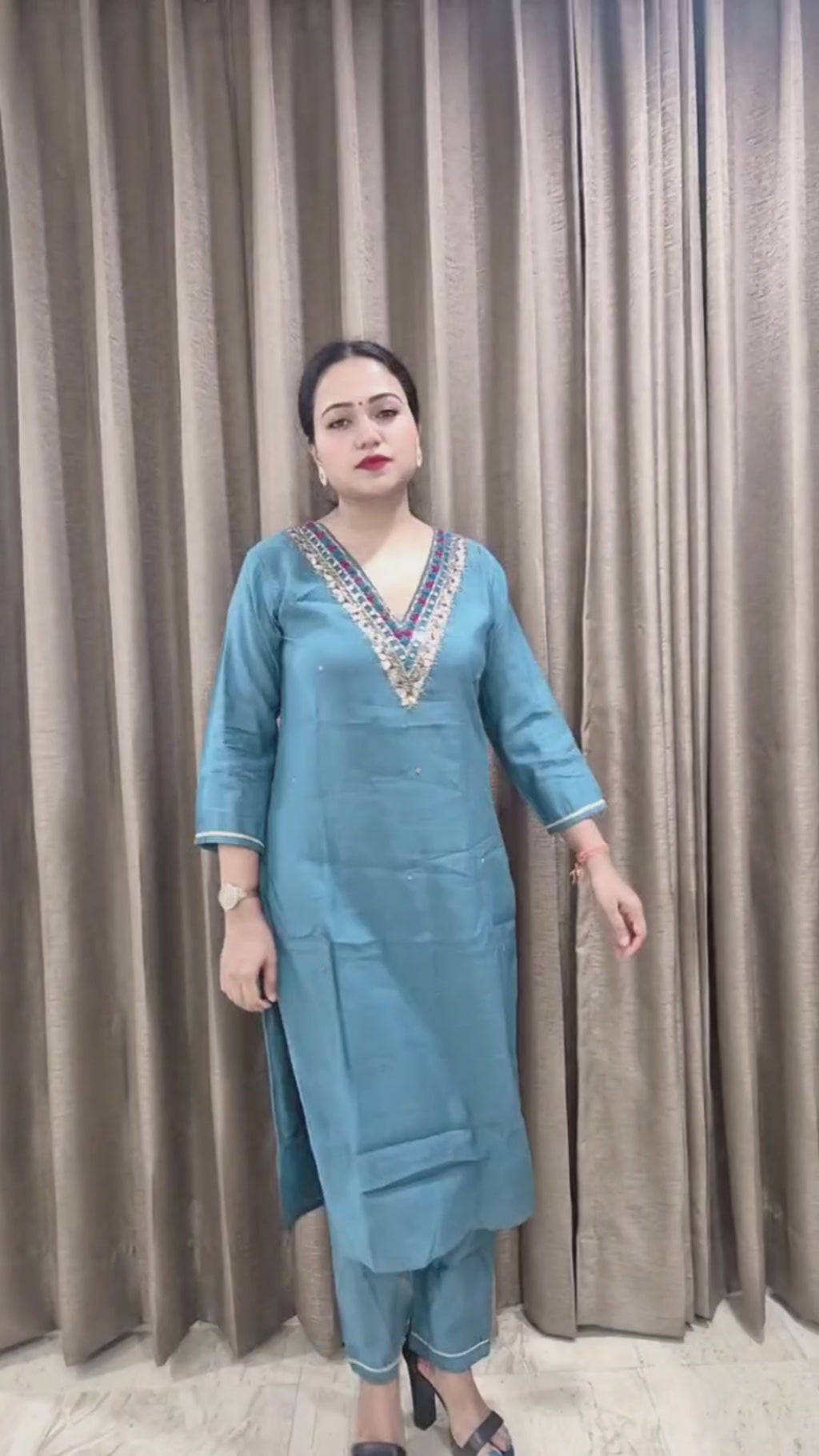 Women Floral Yoke Design Regular Sequinned Kurta with Trousers Dupatta